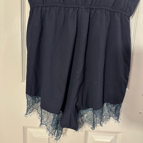 Lovecat Navy Lace Trim Romper size S - Picture 4 of 6